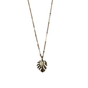 Lilly Pulitzer Gold Monstera Charm Necklace- Like New!